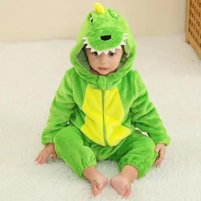 Flannel Dinosaur Crawl Suit for Babies and Toddlers - 7