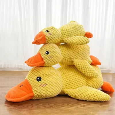 Sarı Ördek Peluş Kedi ve Köpek Çiğneme Oyuncağı, Sesli - 5