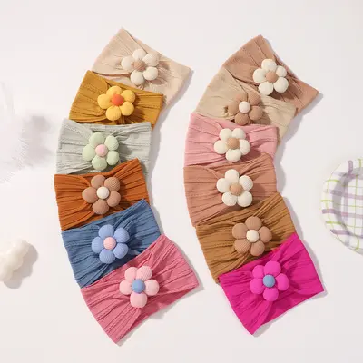 Baby Headband Set, Soft Nylon, Flower Design
