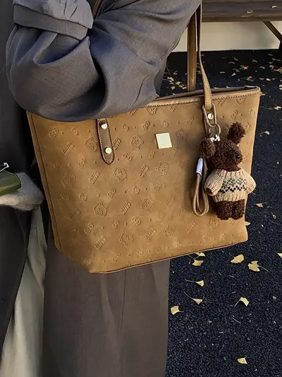 Vintage Embossed Women's Shoulder Tote Bag, Large Capacity Commuter - 5