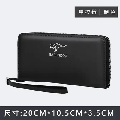 Erkek El Çantası Deri Fermuarlı Clutch, Çift Fermuarlı Uzun Cüzdan - 8