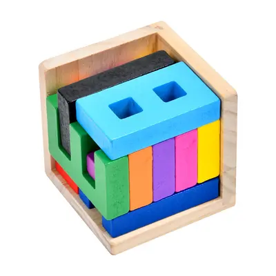 Wooden Puzzle Educational Toy for Children, Shapes, Colours and Number Blocks