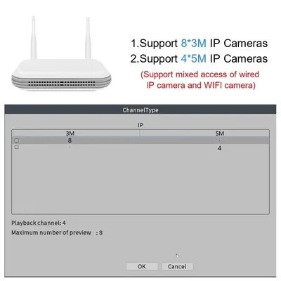 WiFi Ağ Sabit Disk Kayıt Cihazı NVR Full HD 8 Kanal 5MP Xiongmai Kamerası WiFi Dome Kamerası Uyumlu