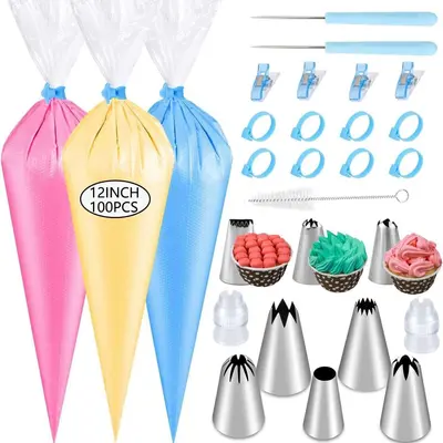 125 Piece Decorating Tip Set with Piping Bag for Cake and Cream Decorating - 7