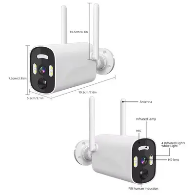 Solar Low Power Wireless WiFi Camera Set for Home Remote Monitoring, Waterproof Two-Way Audio, 4-Channel System