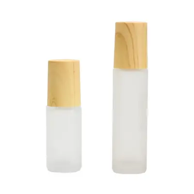 Çapraz Sınır 5/10ml Mat Cam Ahşap Desen Kapak Top Uçlu Şişe Uçan Top Şişe Esans Parfüm Uçan Top Dağıtım Şişesi Takılabilir Set