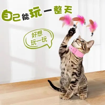 Head-Mounted Cat Teaser Wand with Jingle Bell Neck Collar