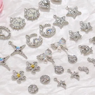 Silver Zircon Bow, Cross, Star and Rose Pendant for Handmade DIY Jewelry Making
