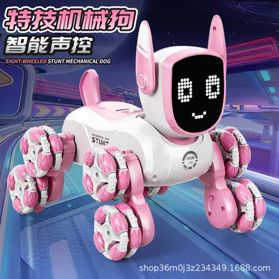 Çocuk akıllı robot köpek oyuncak, sesle kontrollü, 8 tekerlekli