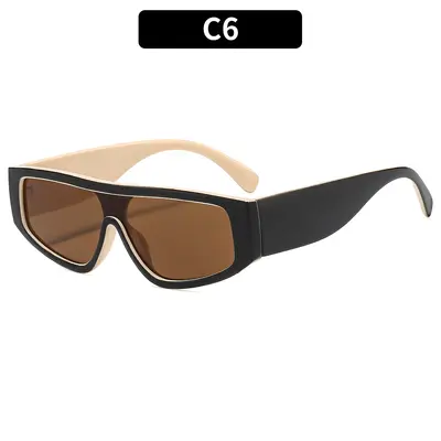 Square Sunglasses, Color-Block Design, Trendy Street Style - 11