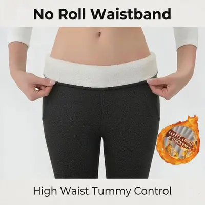 Winter fleece yoga leggings, high waist, warm lined, slimming - 9