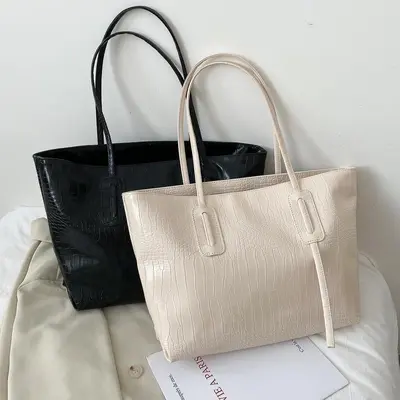 Retro Tote-Tasche mit Krokodilmuster für Damen, große Kapazität