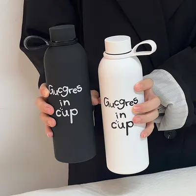 GUCGRES 304 paslanmaz çelik termos kupa, 1 L büyük kapasiteli spor şişesi - 5