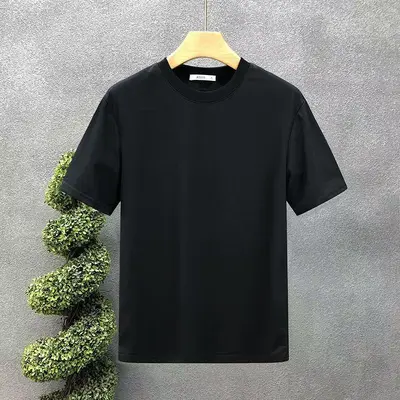 Summer milk white silk 180g pure white short sleeve men's t-shirt, relaxed fit non-transparent lining, summer top, direct sale from factory