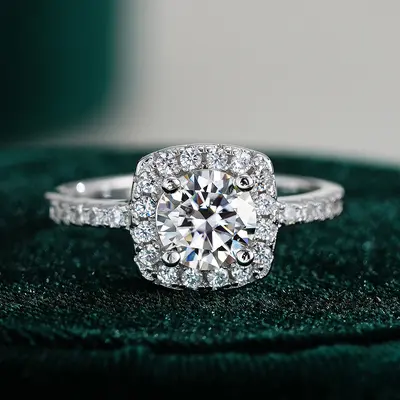 S925 silver PT950 gold-plated moissanite ring, 1 carat - 2