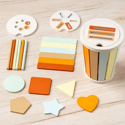 Ahşap Renk ve Şekil Eşleştirme Kutusu, Montessori Bebek Erken Eğitim Oyuncağı - 3