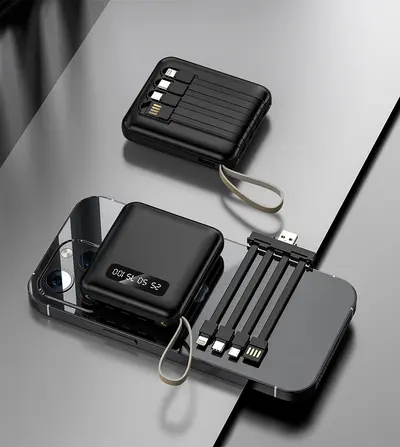 National Standard 3C Certified Mini Power Bank 20000mAh Large Capacity Compact Portable Built-in Cable Mobile Power Supply Cross-border - 7