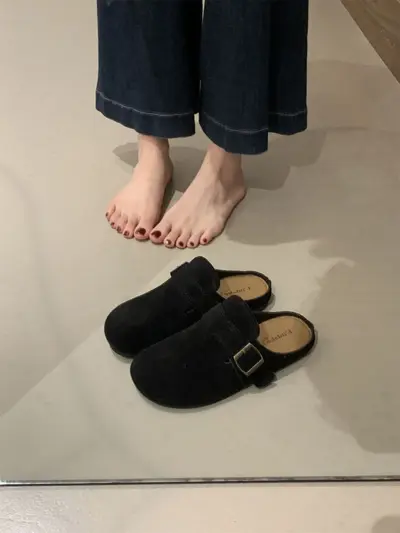Women's Retro Mule Slippers, Slip-On, Soft Sole, Non-Slip, Closed Toe