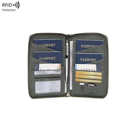 Retro tarzı pasaport çantası, çok bölmeli kart tutucu - 8