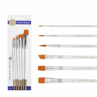 Suluboya fırça seti, 6 parça, naylon, yağlı boya, dijital, çocuk DIY sanat malzemeleri - 9