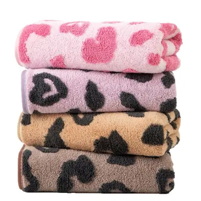 Korallenfleece Handtuch-Set mit Leopardenmuster, schnelltrocknend, extra groß - 6