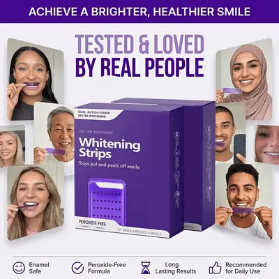 Purple Teeth Whitening Strips with PAP, Yellow Stain Removal - 4