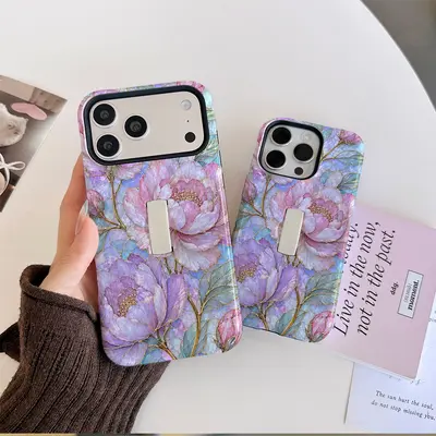 iPhone 17 Pro Max kılıfı, renkli pencere, muşamba desen, 2 in 1