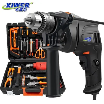 Household Impact Drill with Tool Box