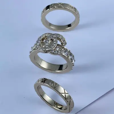 Vintage ring set, five-pointed star design, pearl details - 2