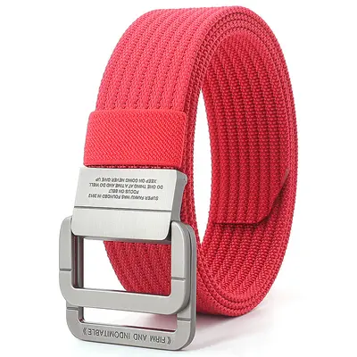 Alloy double ring buckle men's belt Korean style woven nylon tactical sports outdoor pants belt canvas wholesale men's style - 7