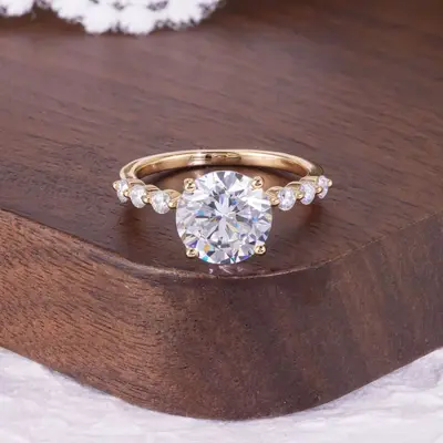 1-5 Carat Moissanite Wedding Ring, S925 Sterling Silver, 18K Gold Plated - 9