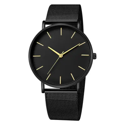 Men's quartz watch with mesh band, minimalist design - 2