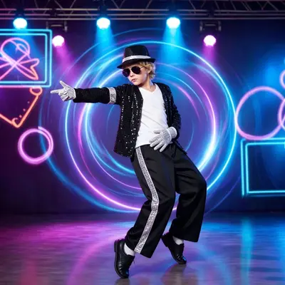 Children's Michael Jackson Costume Set, Sequined, for Tap Dance and Cosplay