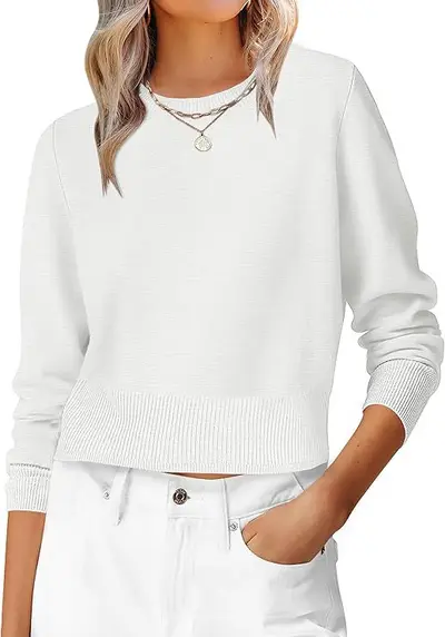 Damen-Langarmpullover, Cropped, Rundhalsausschnitt - 7