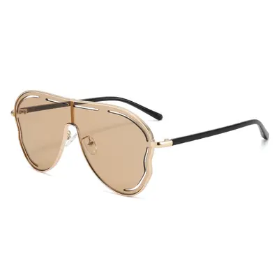 Wide-Frame Women's Party Sunglasses with One-Piece Lenses - 8
