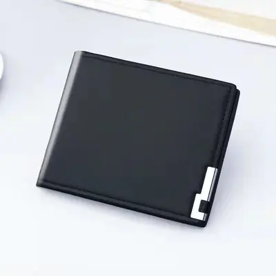 Men's Short Leather Wallet with Coin Pocket, Casual Small Clutch - 7