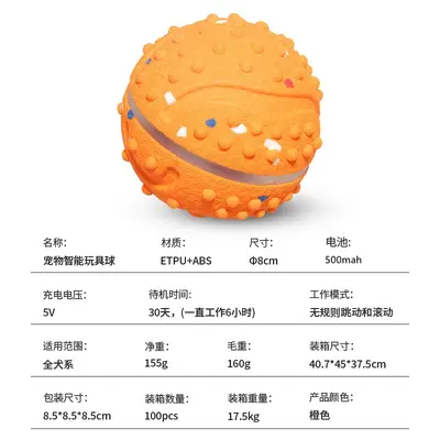 Smart Bouncing Dog Ball, Self-Play Toy, Durable Chew and Teething Ball - 8