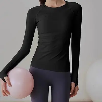 Kadın slim fit uzun kollu yoga ve koşu üst giyim - 7