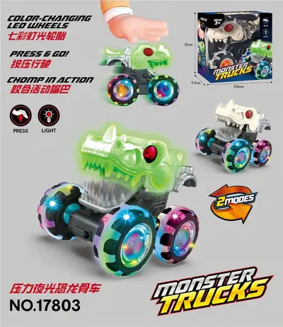 Press-and-Go Light-Up Monster Truck Toy with Inertia Wheels - 10