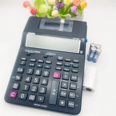 CASIO Printing Calculator, English Version, Two-Color Print, Leather Cover