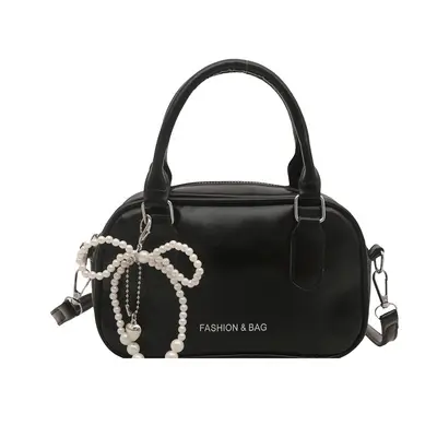 Kleine quadratische Damenhandtasche mit Perlen-Schleife - 6