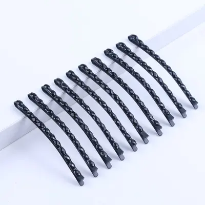 Single Word Firket Super Bright Single Row Black Crystal Diamond Alloy Firket Hair Clip Top-Tier Niche Hair Accessories Wholesale