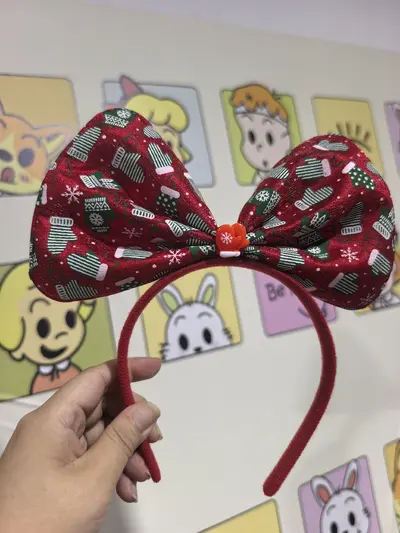 Christmas Bow Glitter Fabric Headband for Party