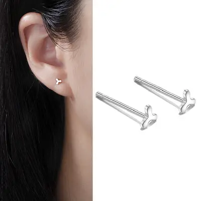 S999 Sterlingsilber Ohrstecker, elegant klein - 11