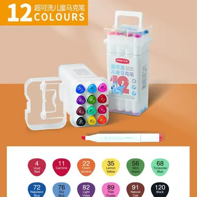 Nuoya dual-tip markers, 80 colors, washable