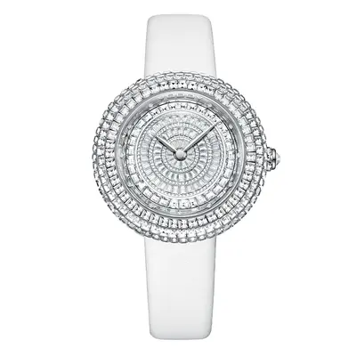Damen-Quarzuhr mit vollständiger Kristallbesetzung und echtem Lederarmband - 5