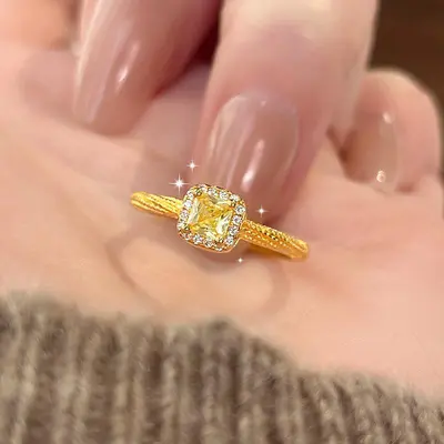 18k gold-plated ring with colorful zircon stones, women's