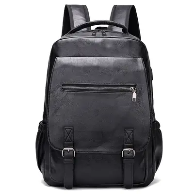 Men's PU Business Backpack, Large-Capacity Casual Student Bag - 7