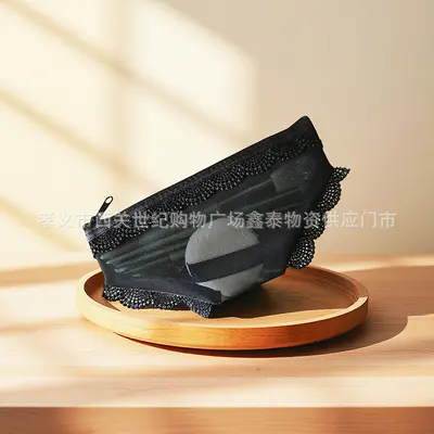 Pink Triangle Mesh Pencil Case Transparent Portable Compact Student Storage Bag INS Style Korean Trendy Fun Bag Korean Style - 8