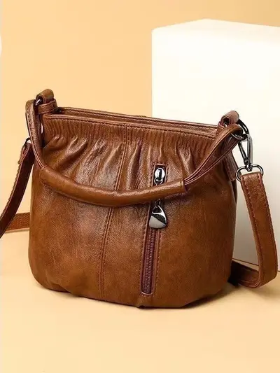 Fashionable Soft Leather-Look Single Shoulder Crossbody Small Bag for Middle-Aged Mothers, 2024 New Style, Stylish Women's Crossbody Bag